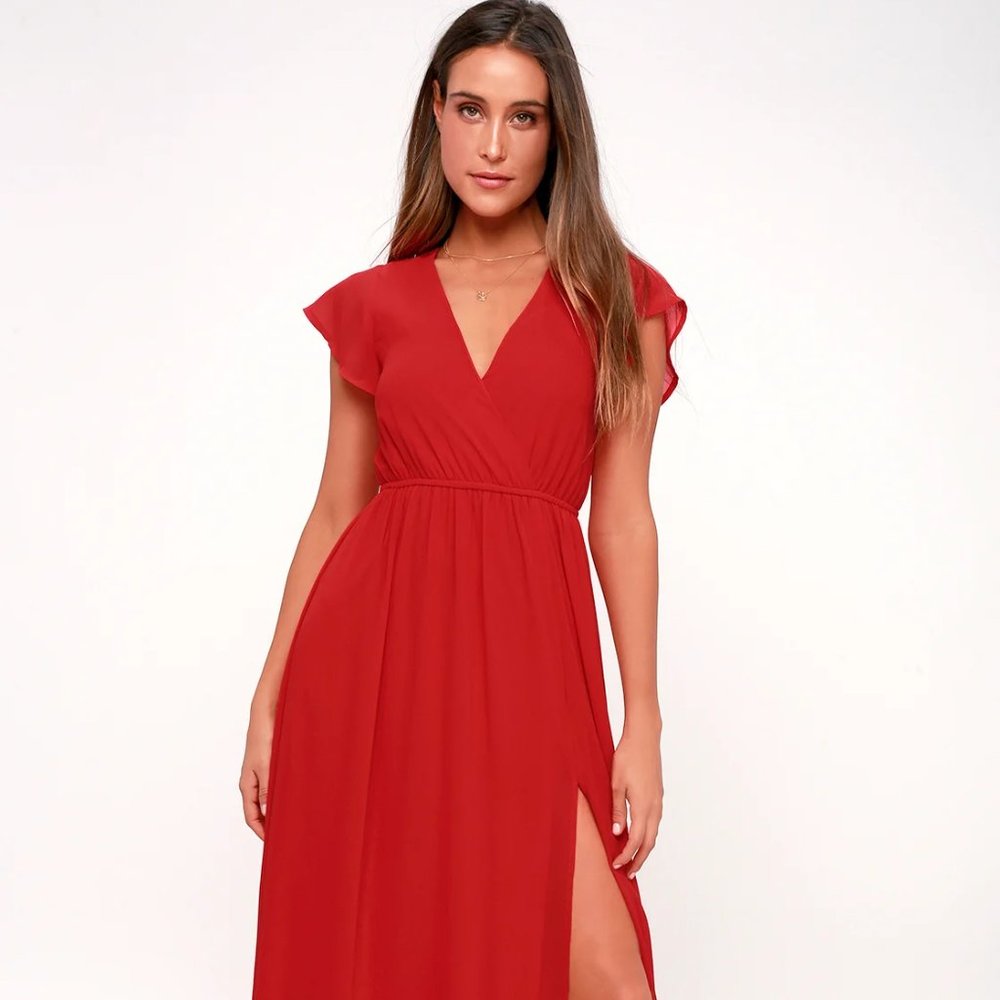 Lulus Red Lost in the Moment Red Maxi Dress